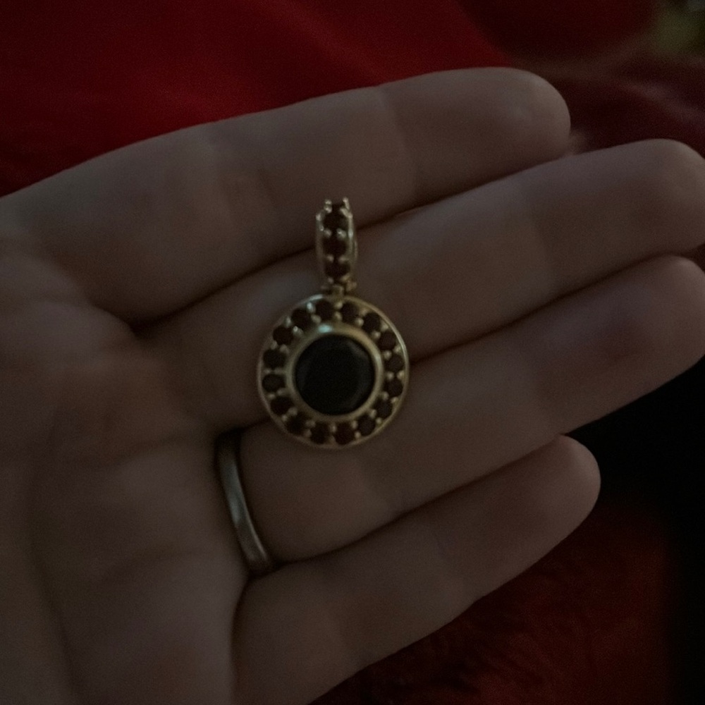 Precious solid gold and garnet medallion